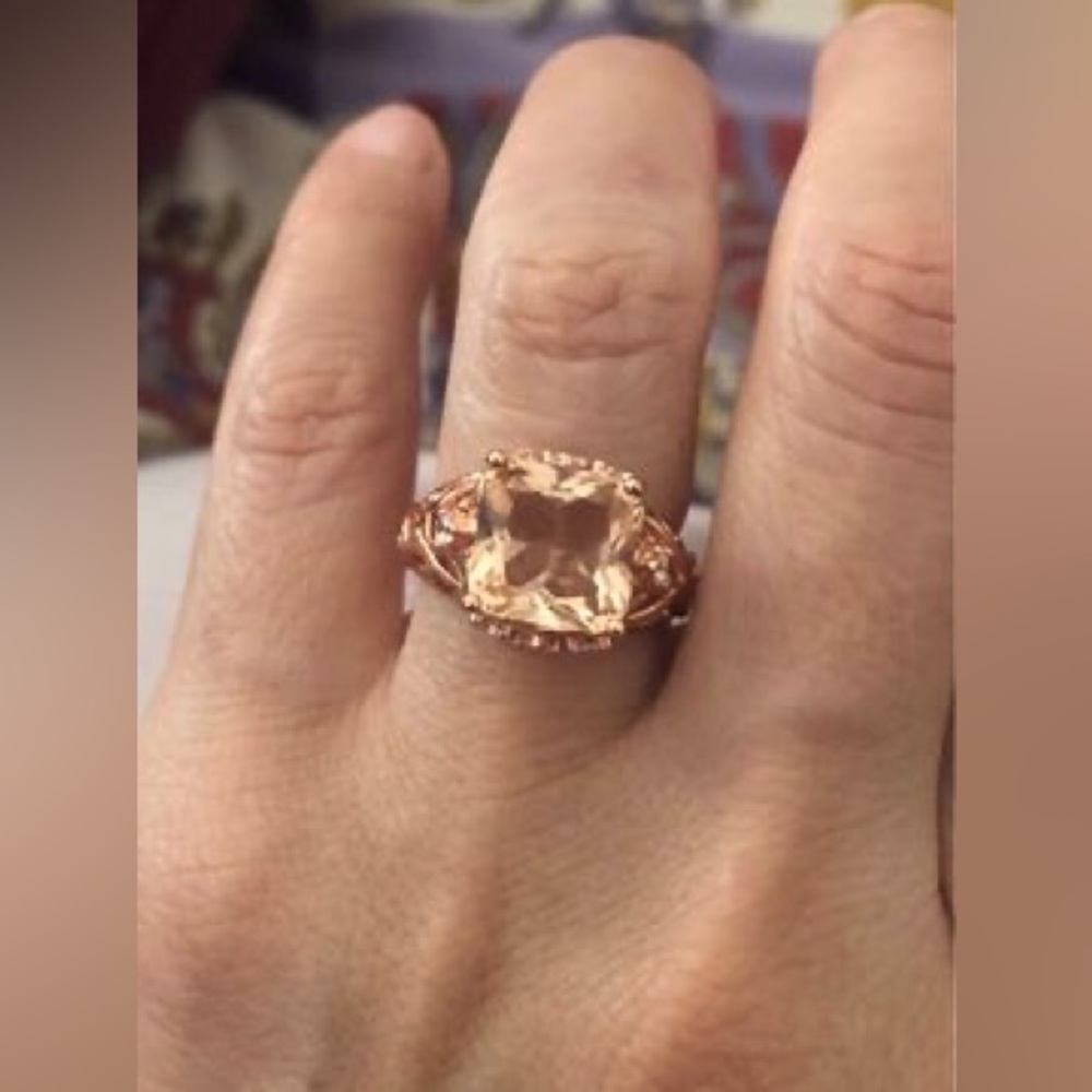 Morganite silver art nouveau ring - Picture 1 of 8